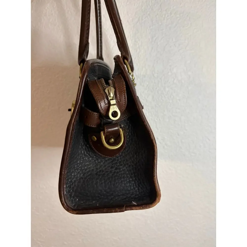 Vintage Dooney & Bourke Black and Tan Satchel All Weather Leather No Strap